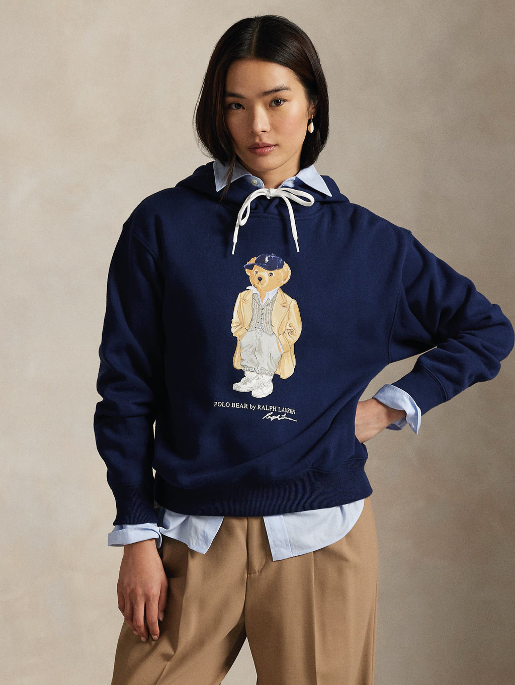 2026 New Arrival Felpa con Cappuccio con Stampa Polo Bear Blu