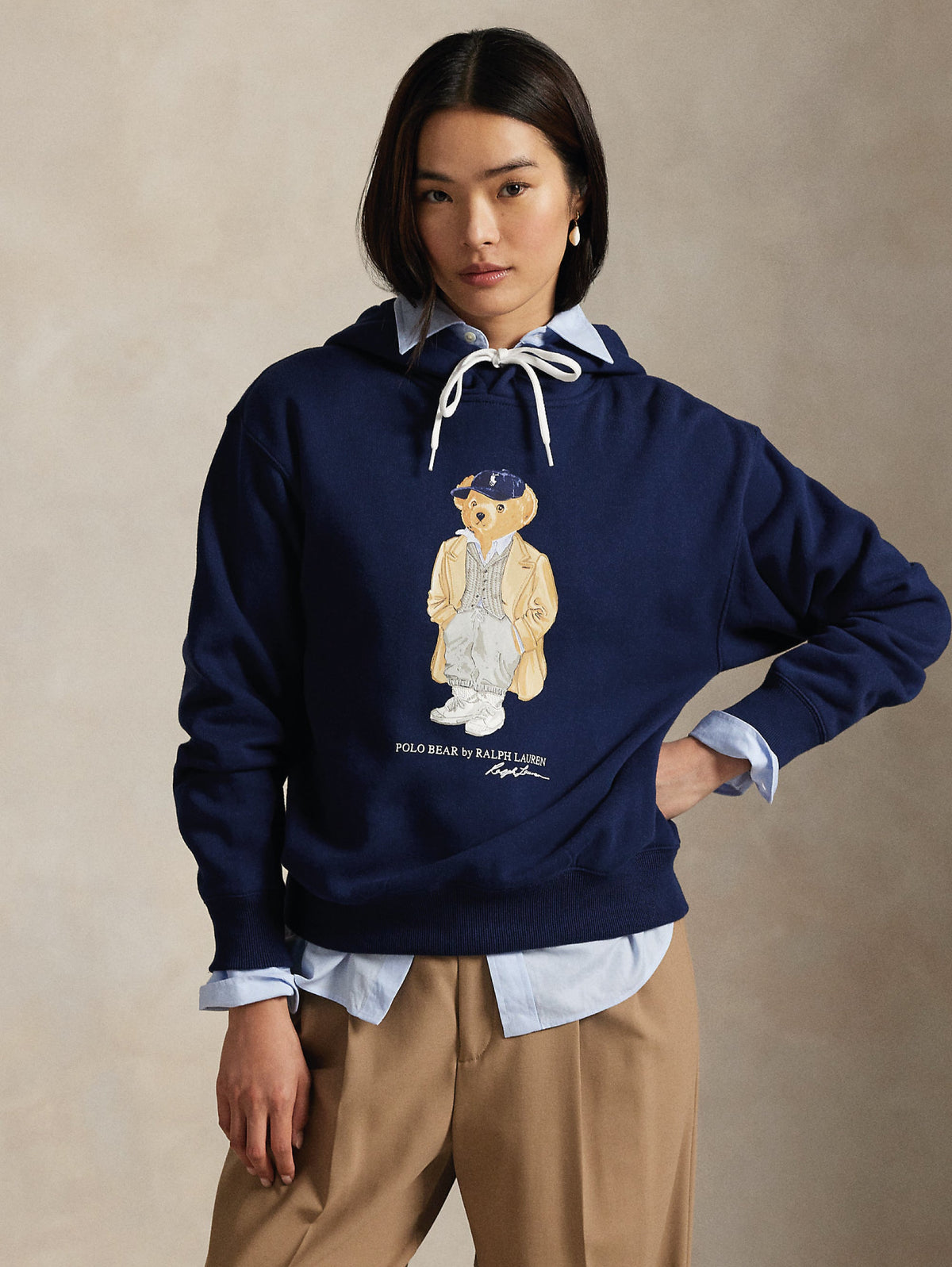 2026 New Arrival Felpa con Cappuccio con Stampa Polo Bear Blu