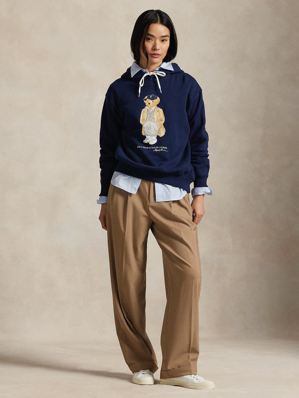 2026 New Arrival Felpa con Cappuccio con Stampa Polo Bear Blu