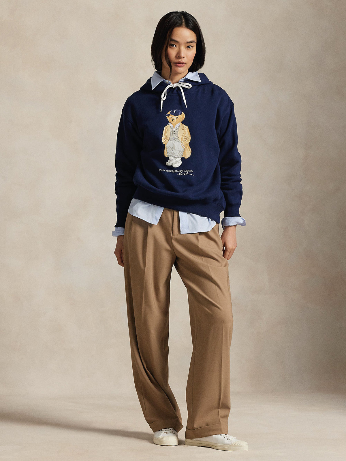 2026 New Arrival Felpa con Cappuccio con Stampa Polo Bear Blu