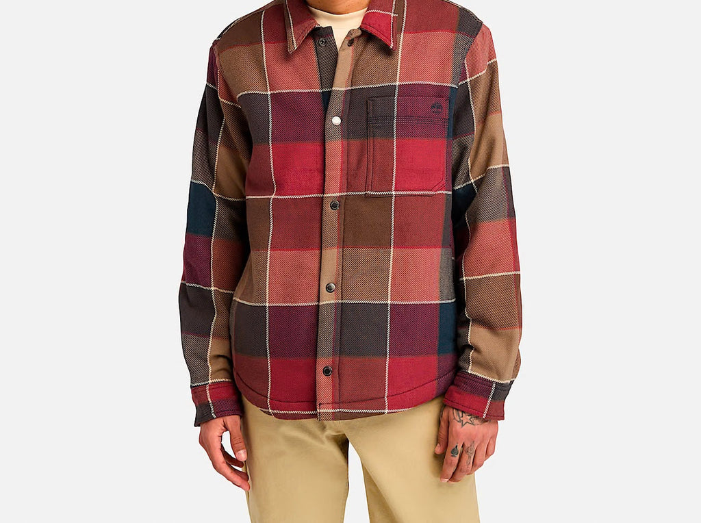 Top Seller TIMBERLAND SHERPA LINED PLAID FLEECE OVERSHIRT Men’s - CORDOVAN