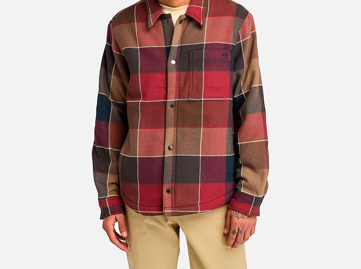 Top Seller TIMBERLAND SHERPA LINED PLAID FLEECE OVERSHIRT Men’s - CORDOVAN