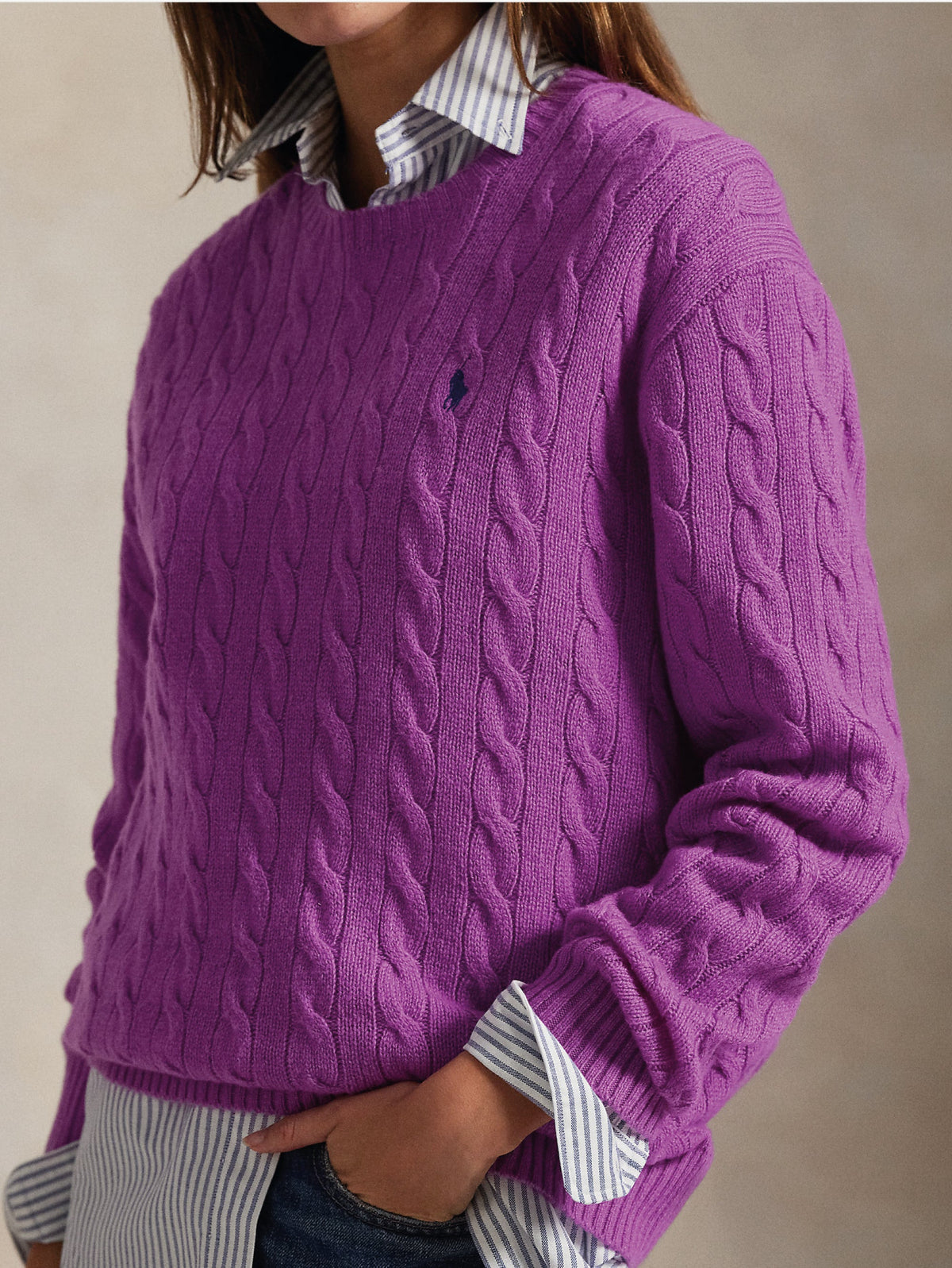 2026 New Arrival Maglia a Trecce Relaxed Fit Viola