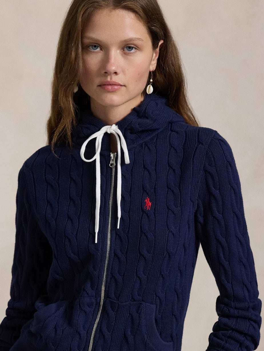 2026 New Arrival Felpa a Trecce con Cappuccio Blu