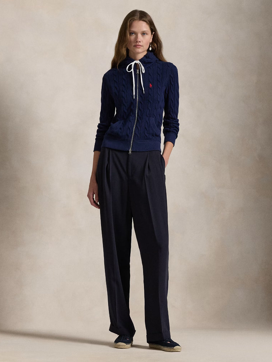 2026 New Arrival Felpa a Trecce con Cappuccio Blu
