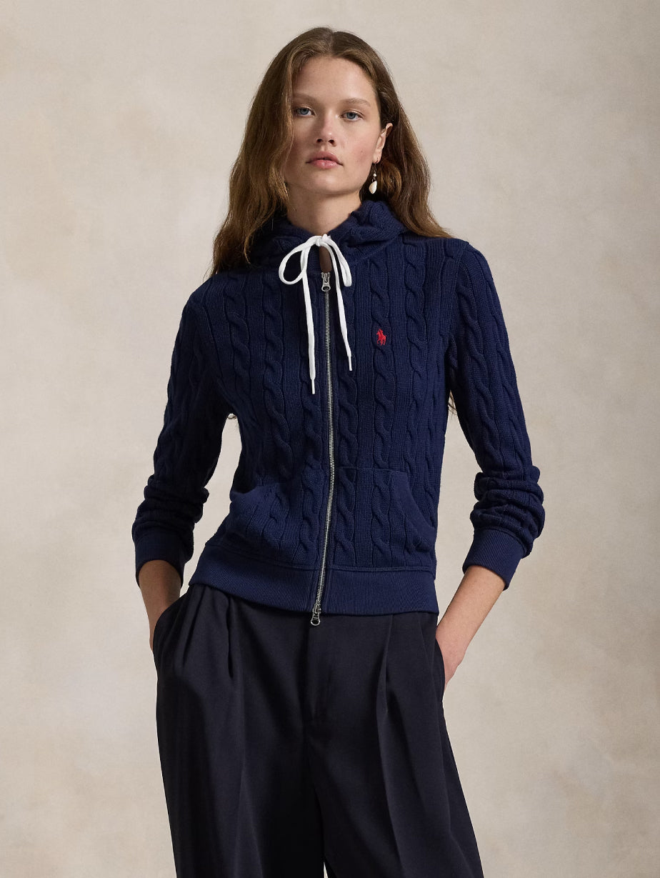 2026 New Arrival Felpa a Trecce con Cappuccio Blu
