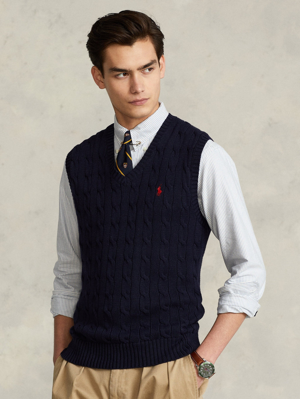 2026 New Arrival Gilet in Maglia a Trecce Blu Navy