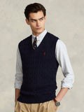 2026 New Arrival Gilet in Maglia a Trecce Blu Navy