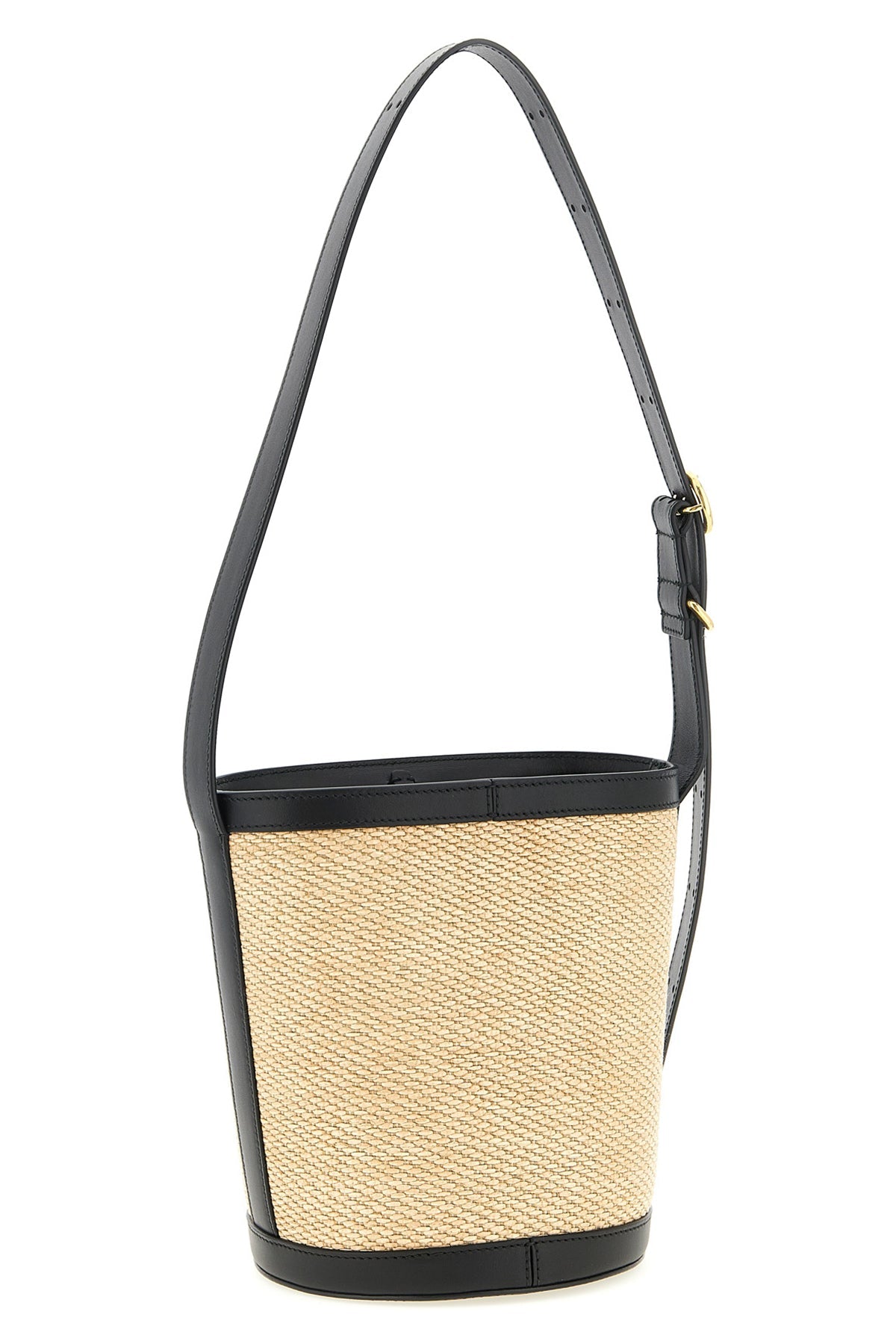 2026 New Arrival contrast raffia and leather shoulder bag