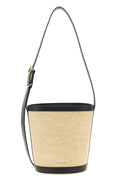2026 New Arrival contrast raffia and leather shoulder bag