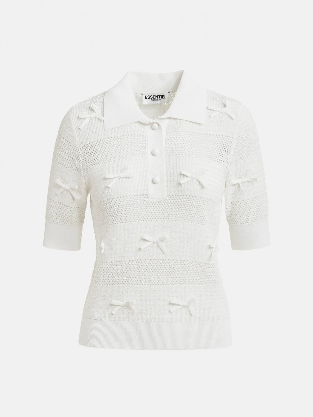2026 New Arrival Polo in Maglia con Fiocchi Bianco