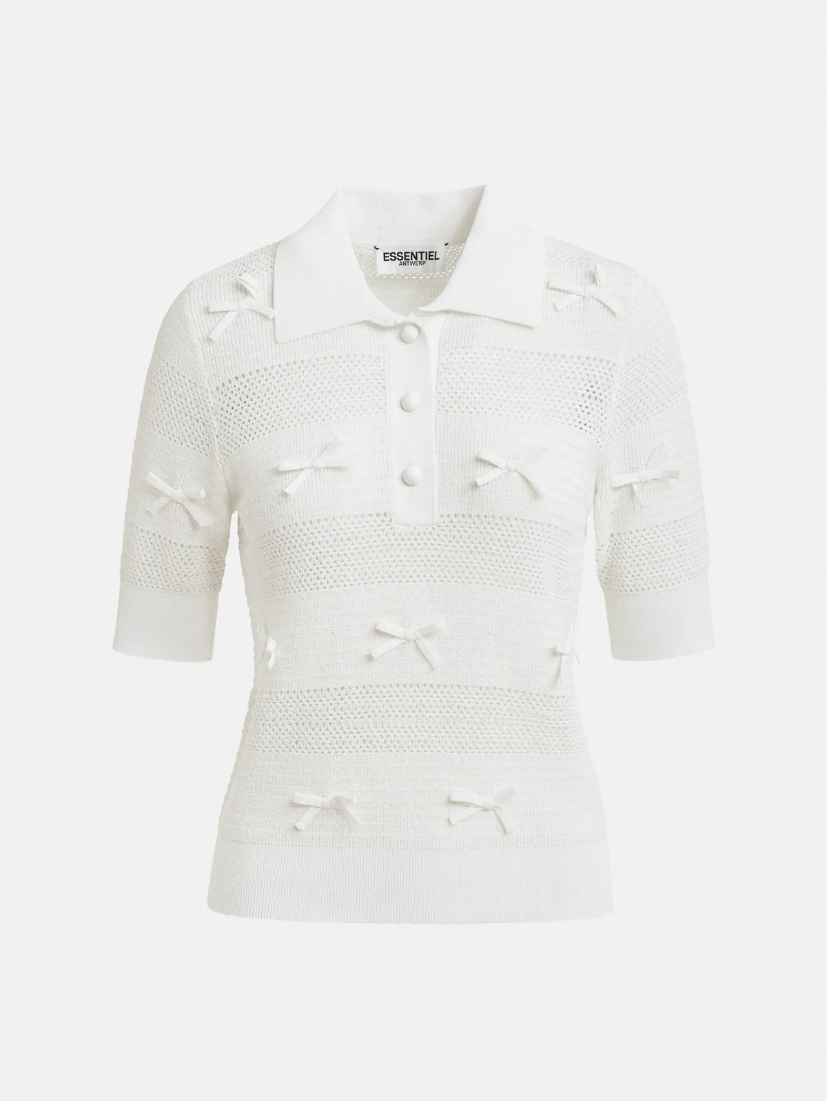 2026 New Arrival Polo in Maglia con Fiocchi Bianco