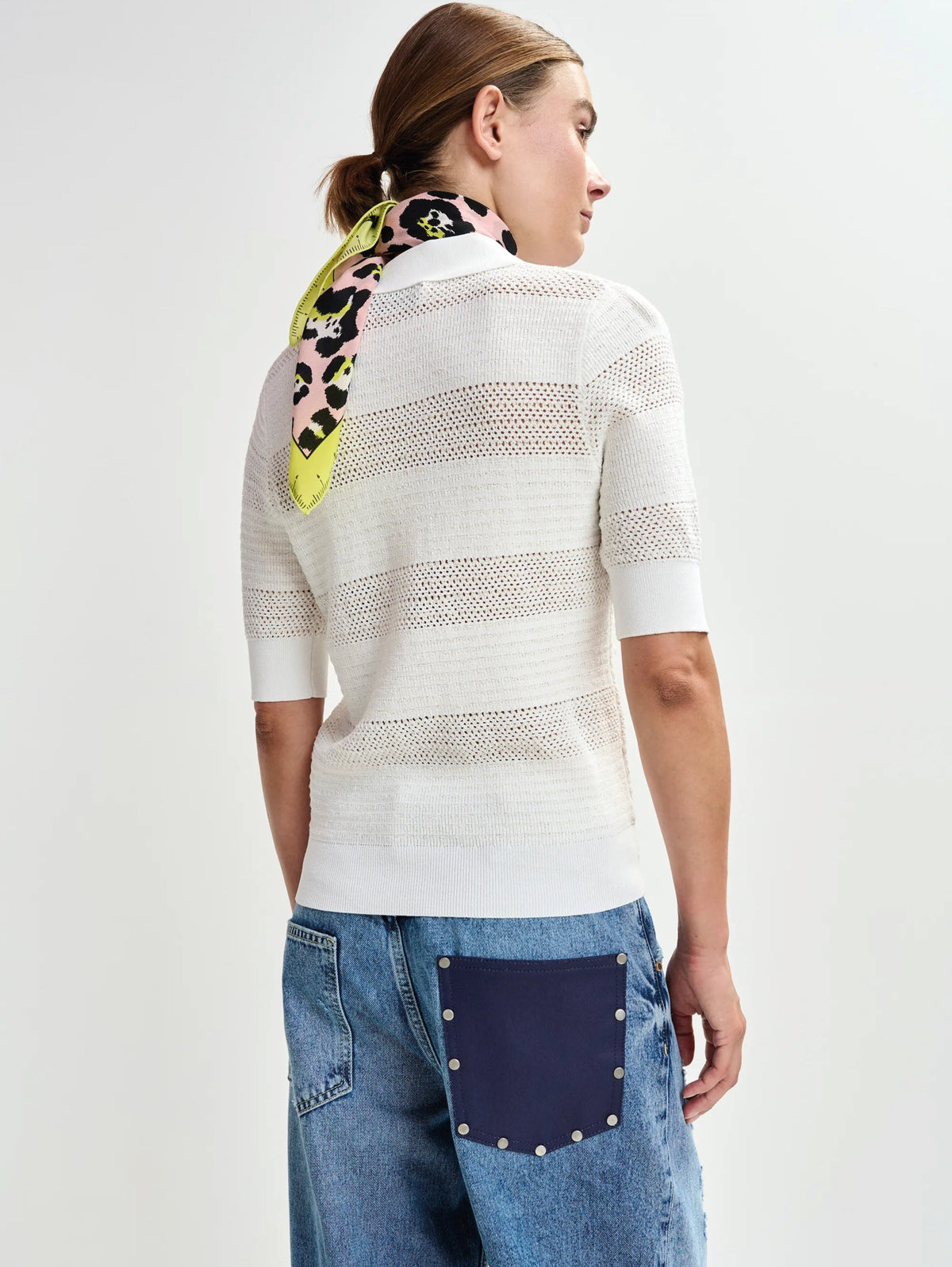2026 New Arrival Polo in Maglia con Fiocchi Bianco