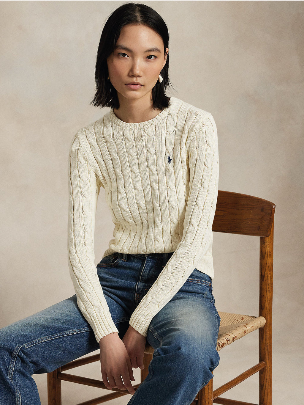 2026 New Arrival Maglia a Trecce in Misto Cashmere Crema
