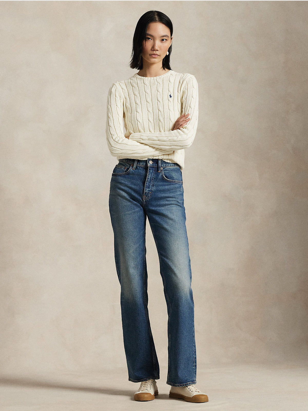 2026 New Arrival Maglia a Trecce in Misto Cashmere Crema