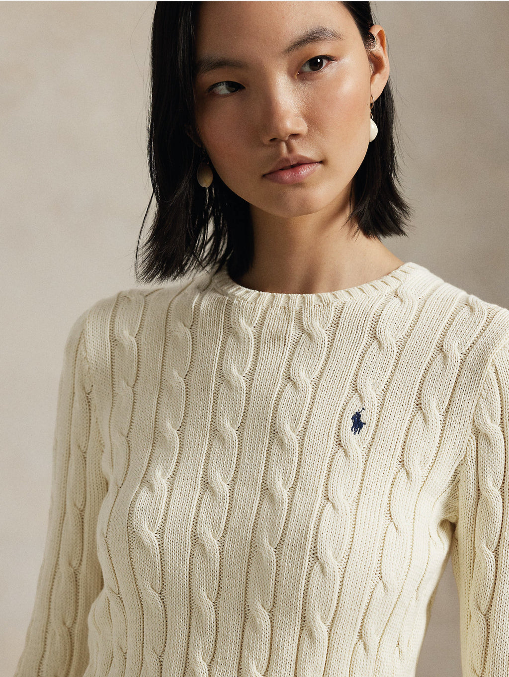 2026 New Arrival Maglia a Trecce in Misto Cashmere Crema