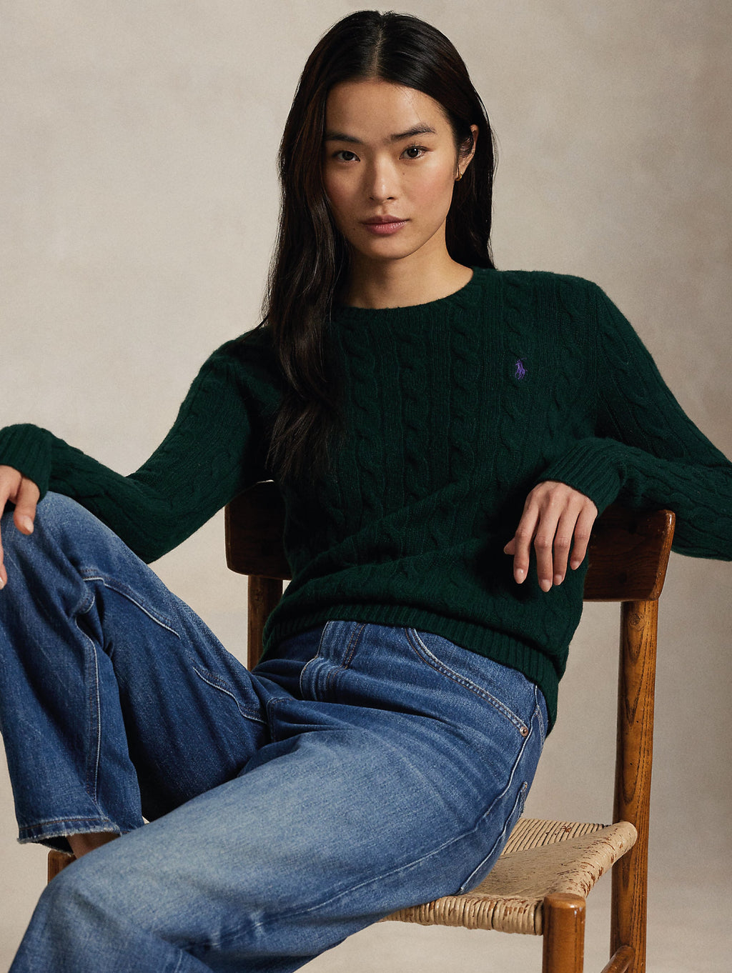 2026 New Arrival Maglia a Trecce in Misto Cashmere Verde