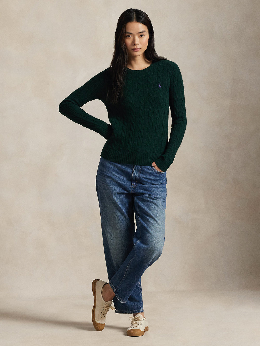 2026 New Arrival Maglia a Trecce in Misto Cashmere Verde