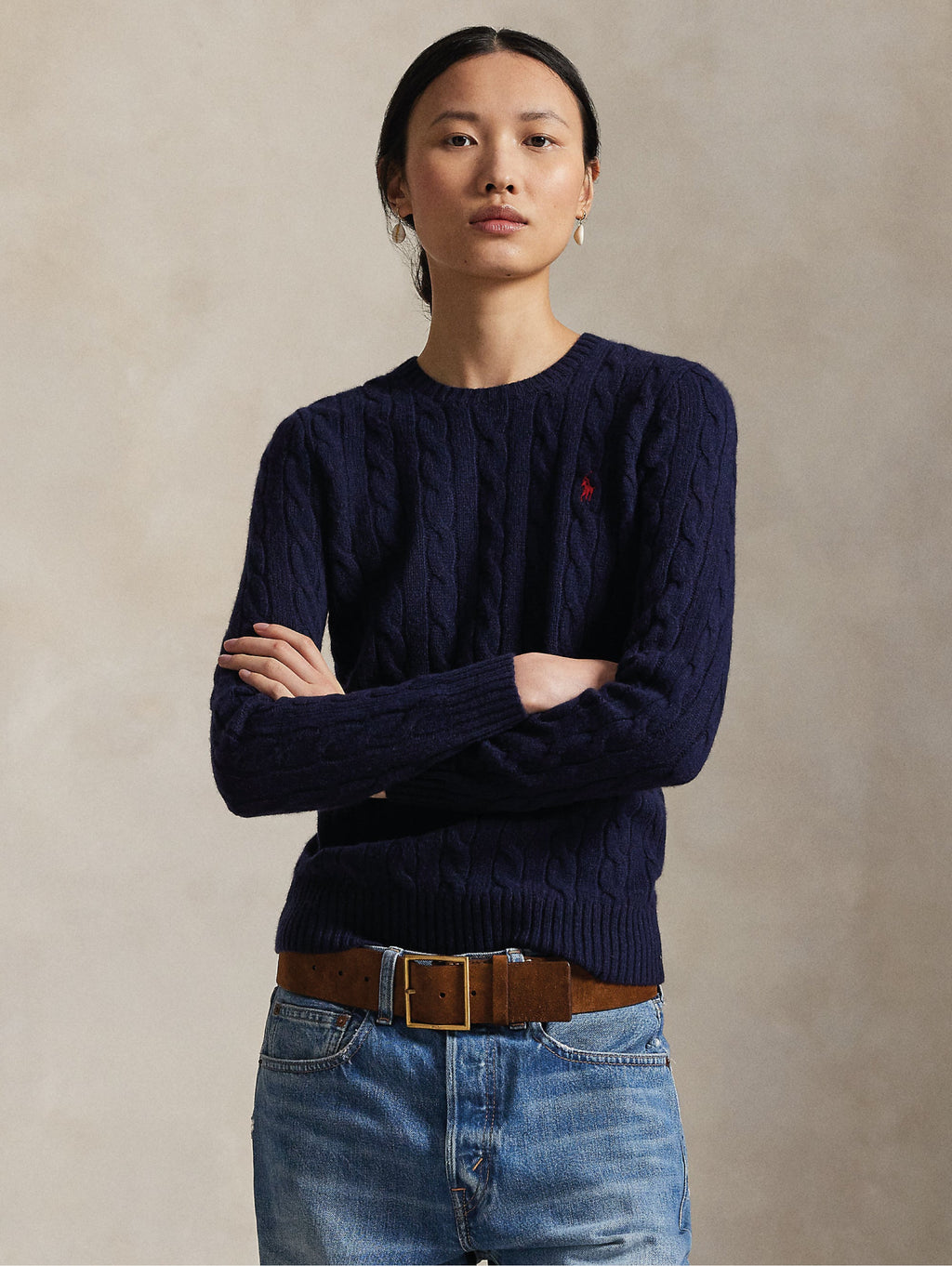 2026 New Arrival Maglia a Trecce in Misto Cashmere Navy