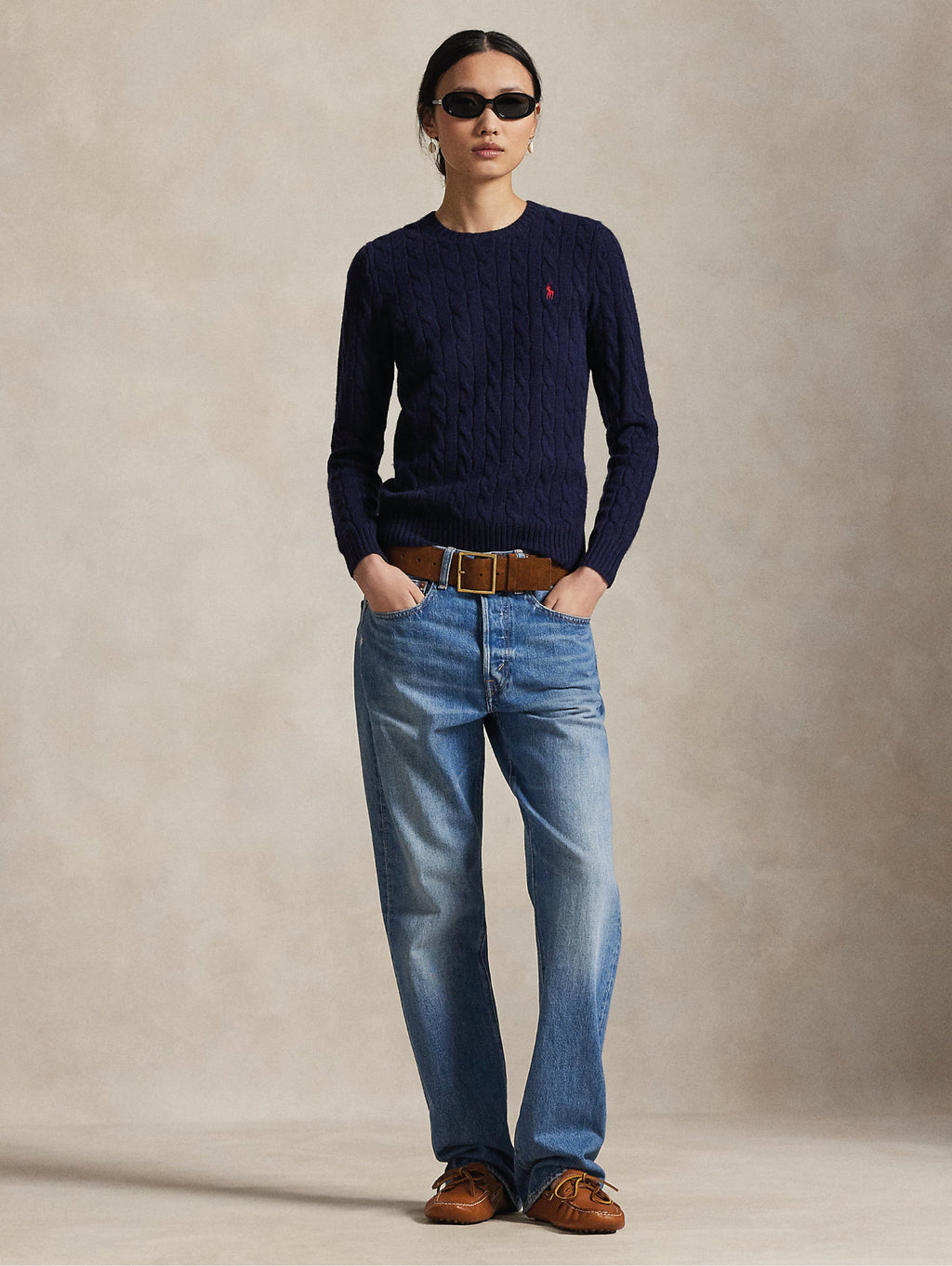2026 New Arrival Maglia a Trecce in Misto Cashmere Navy
