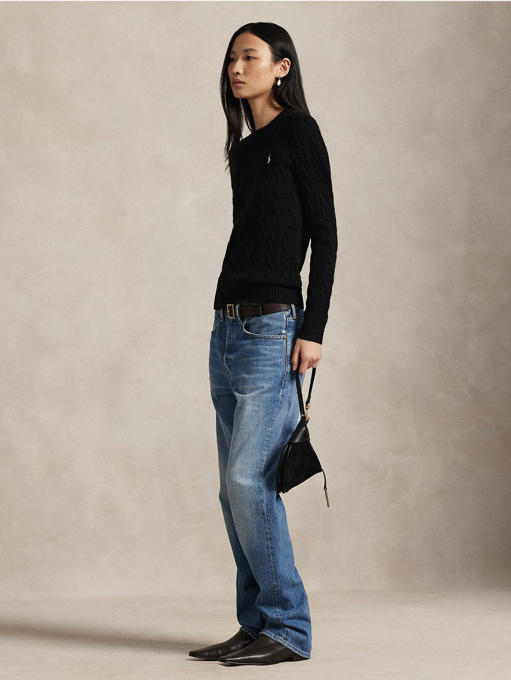 2026 New Arrival Maglia a Trecce in Misto Cashmere Nero