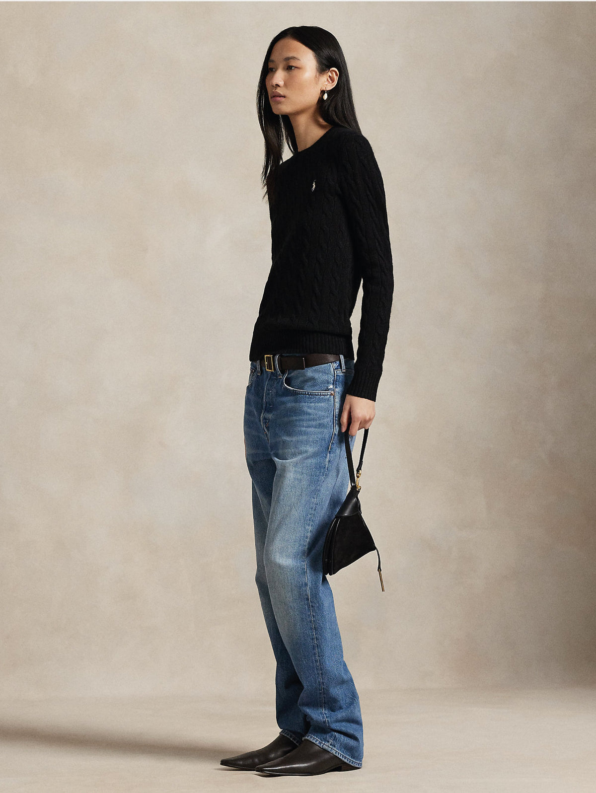 2026 New Arrival Maglia a Trecce in Misto Cashmere Nero