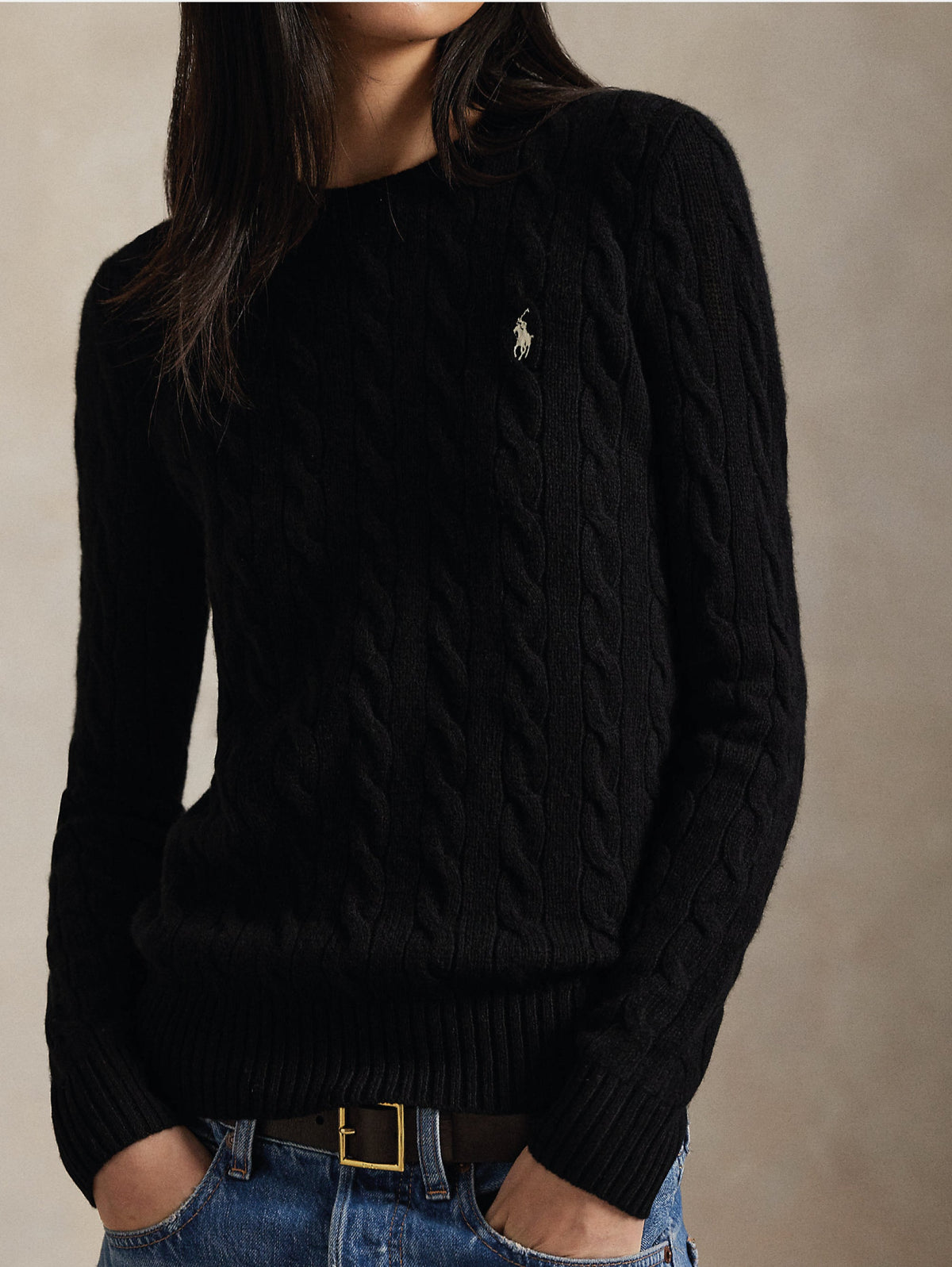 2026 New Arrival Maglia a Trecce in Misto Cashmere Nero