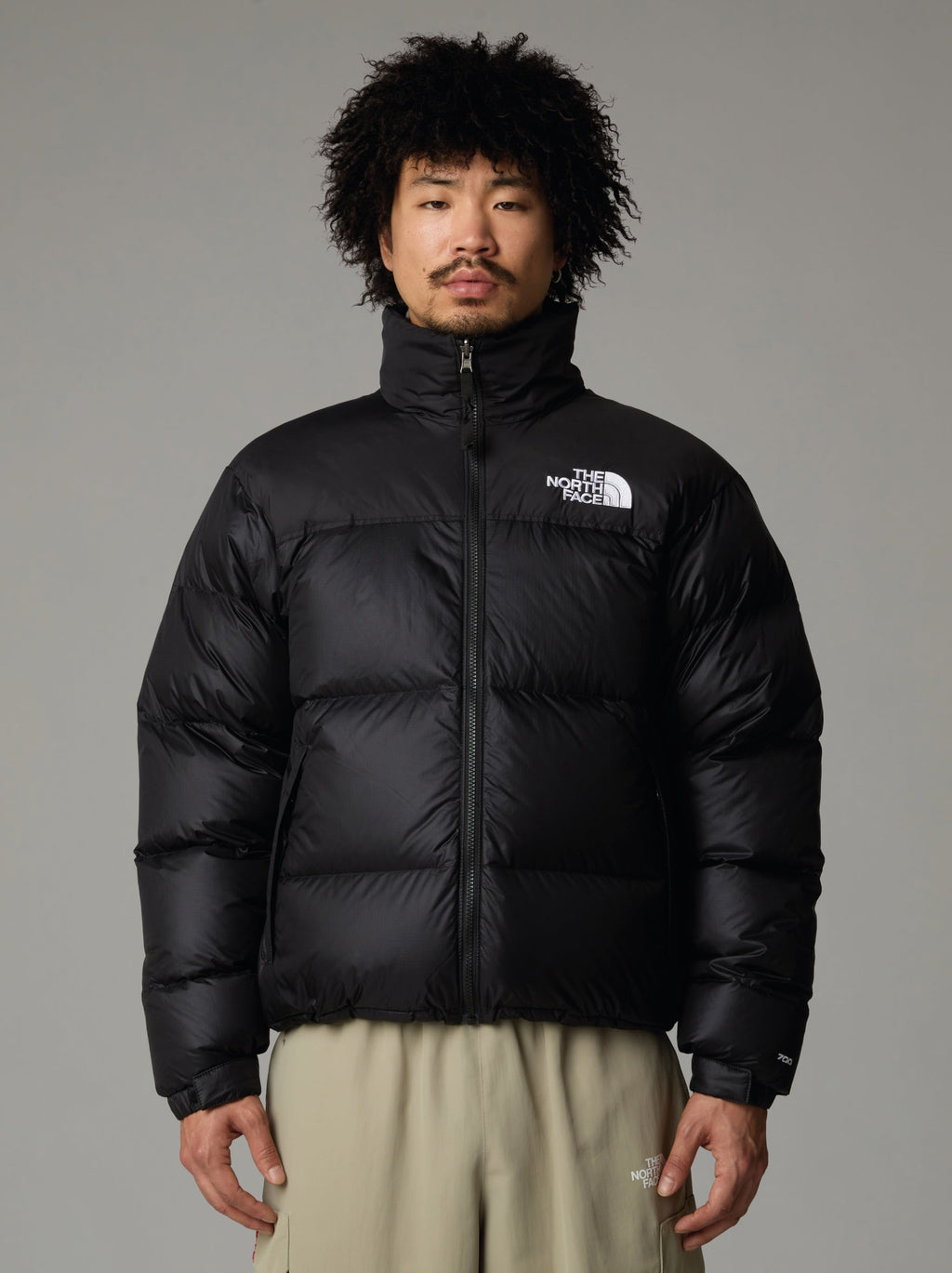 Giacca Retro Nuptse in Tessuto Ripstop Lucido Nero