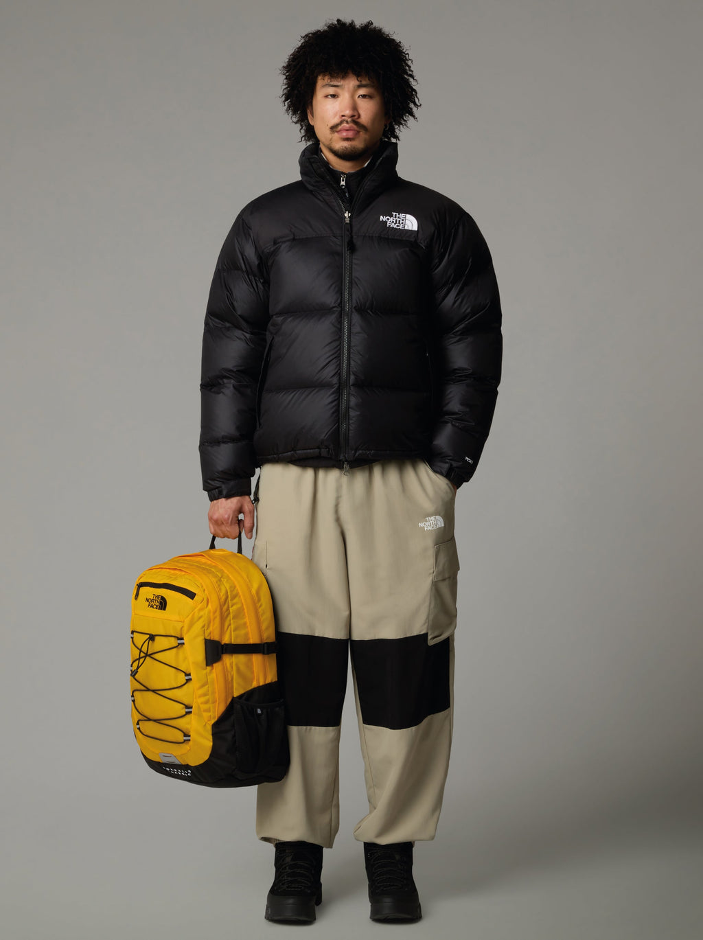 Giacca Retro Nuptse in Tessuto Ripstop Lucido Nero