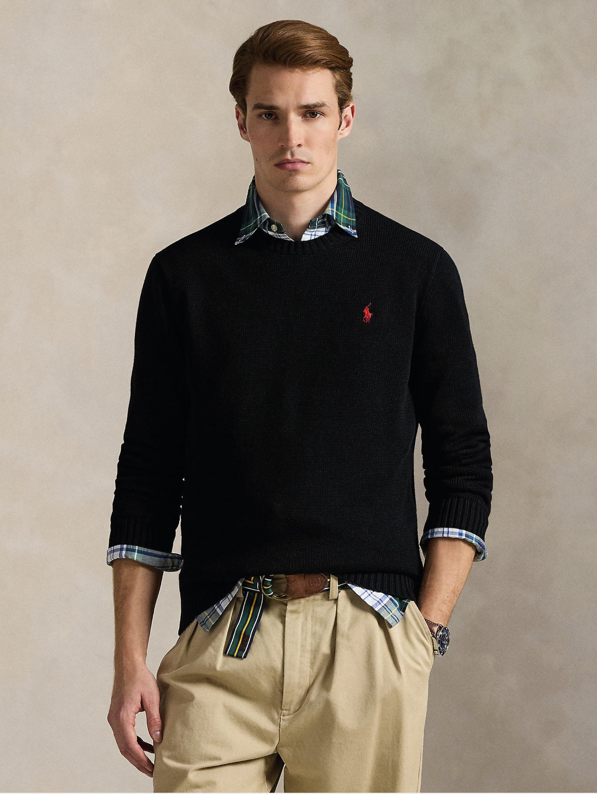 2026 New Arrival Maglia Girocollo in Cotone Regular Fit Nero