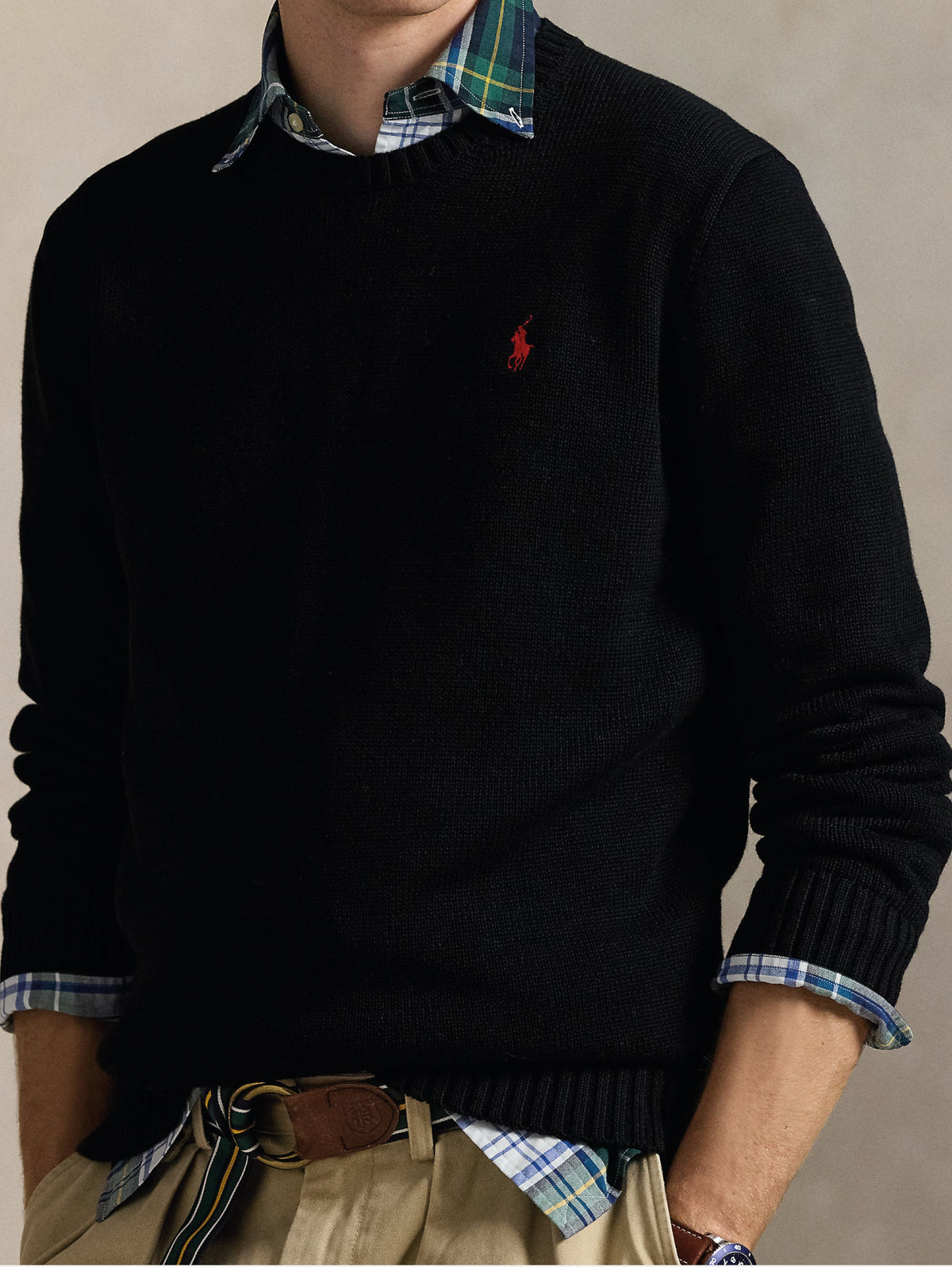 2026 New Arrival Maglia Girocollo in Cotone Regular Fit Nero