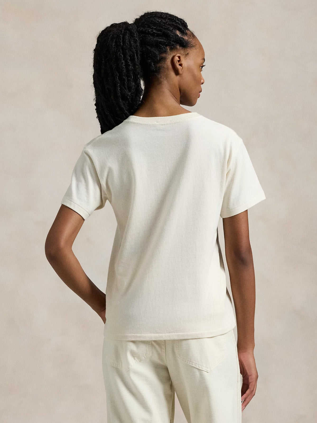 2026 New Arrival T-shirt con Stampa Polo Bear Crema