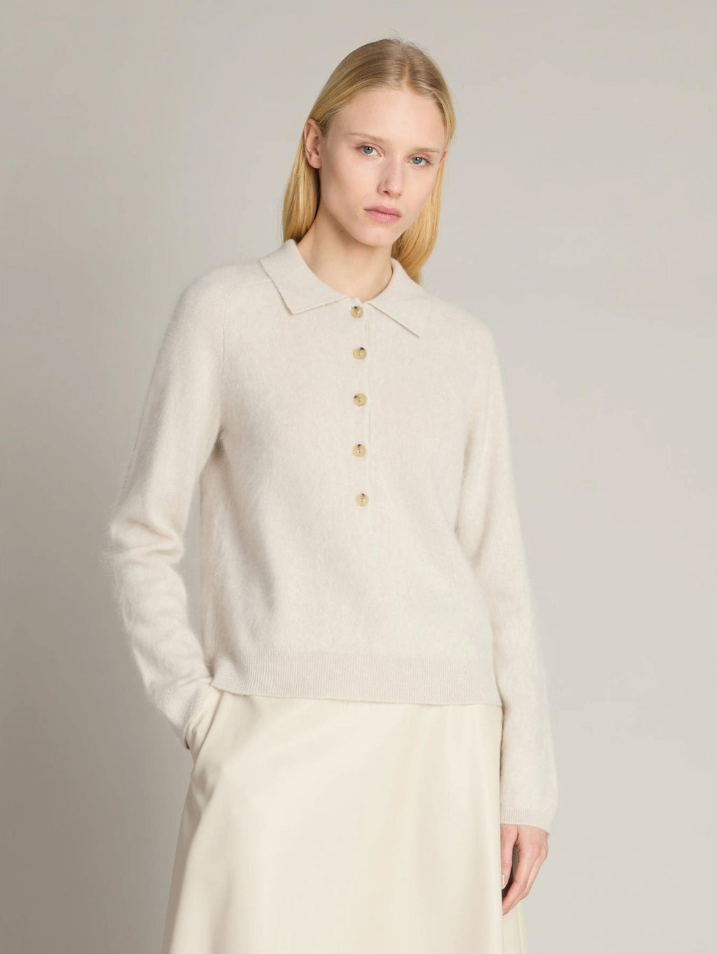 2026 New Arrival Polo in Maglia Spazzolata Sabbia