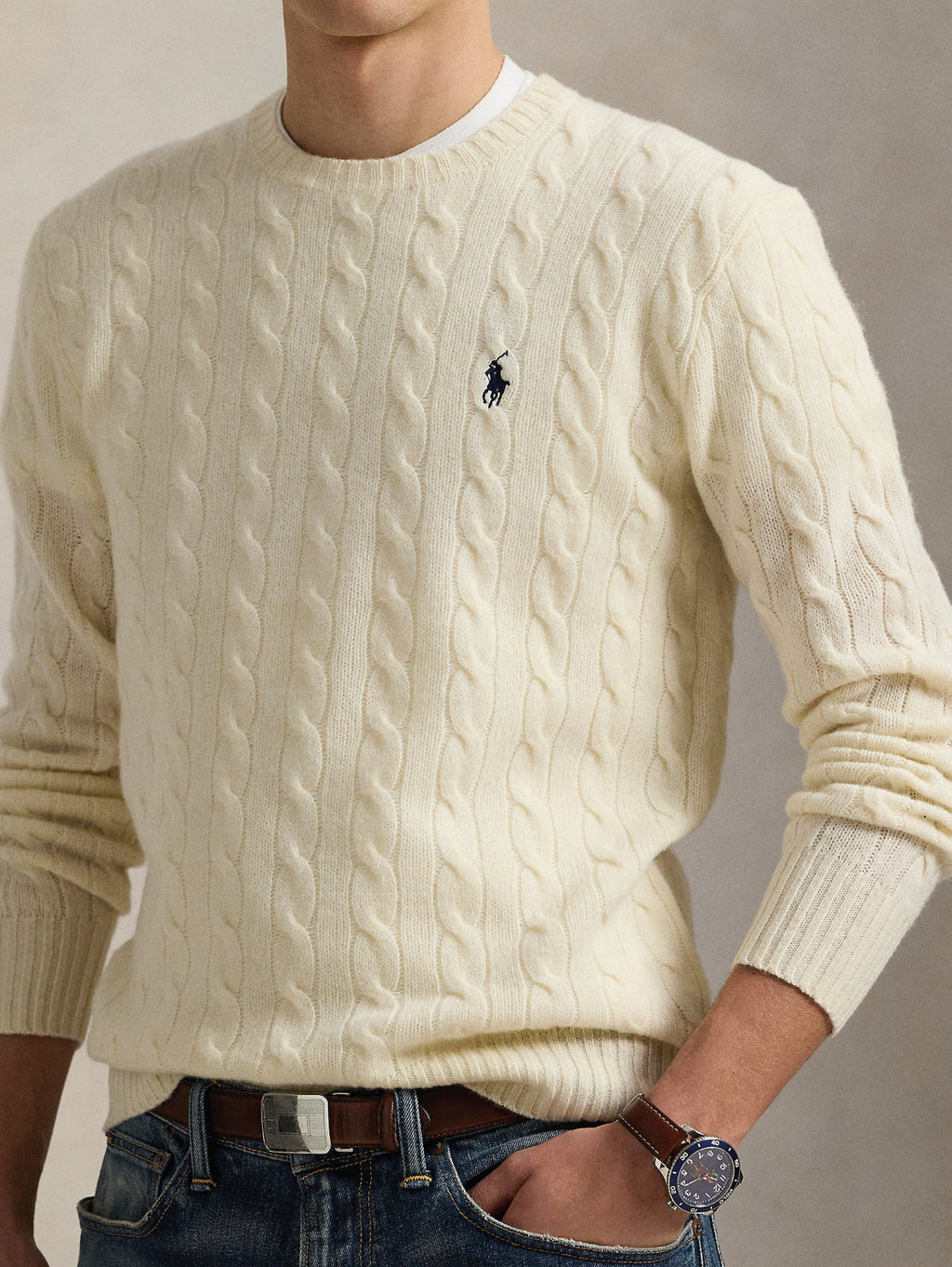 2026 New Arrival Maglia Girocollo in Misto Cashmere Crema