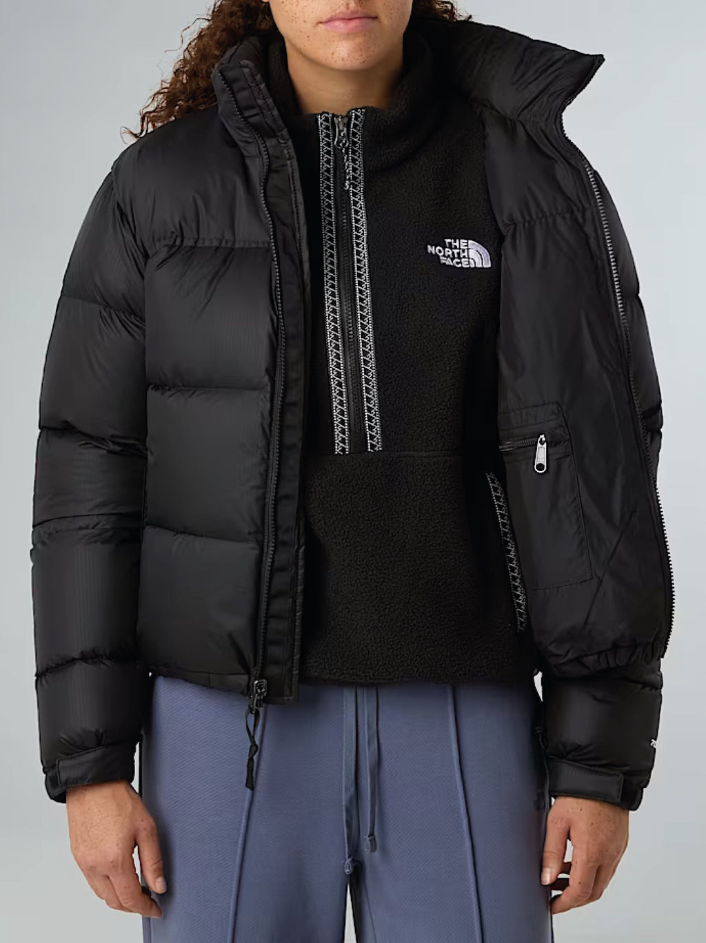 Giacca Retro Nuptse Squadrato da Donna Nero
