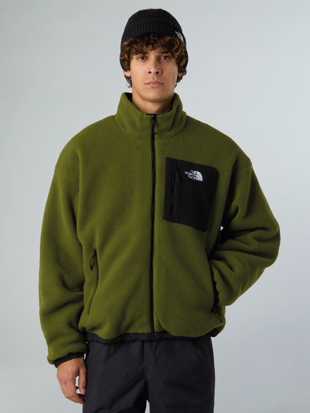 Giacca da Uomo in Pile Reversibile Yumiori Verde/Nero