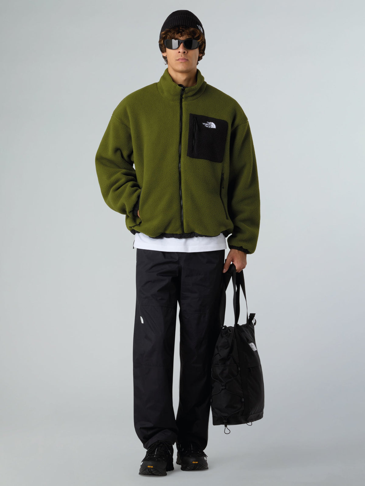 Giacca da Uomo in Pile Reversibile Yumiori Verde/Nero