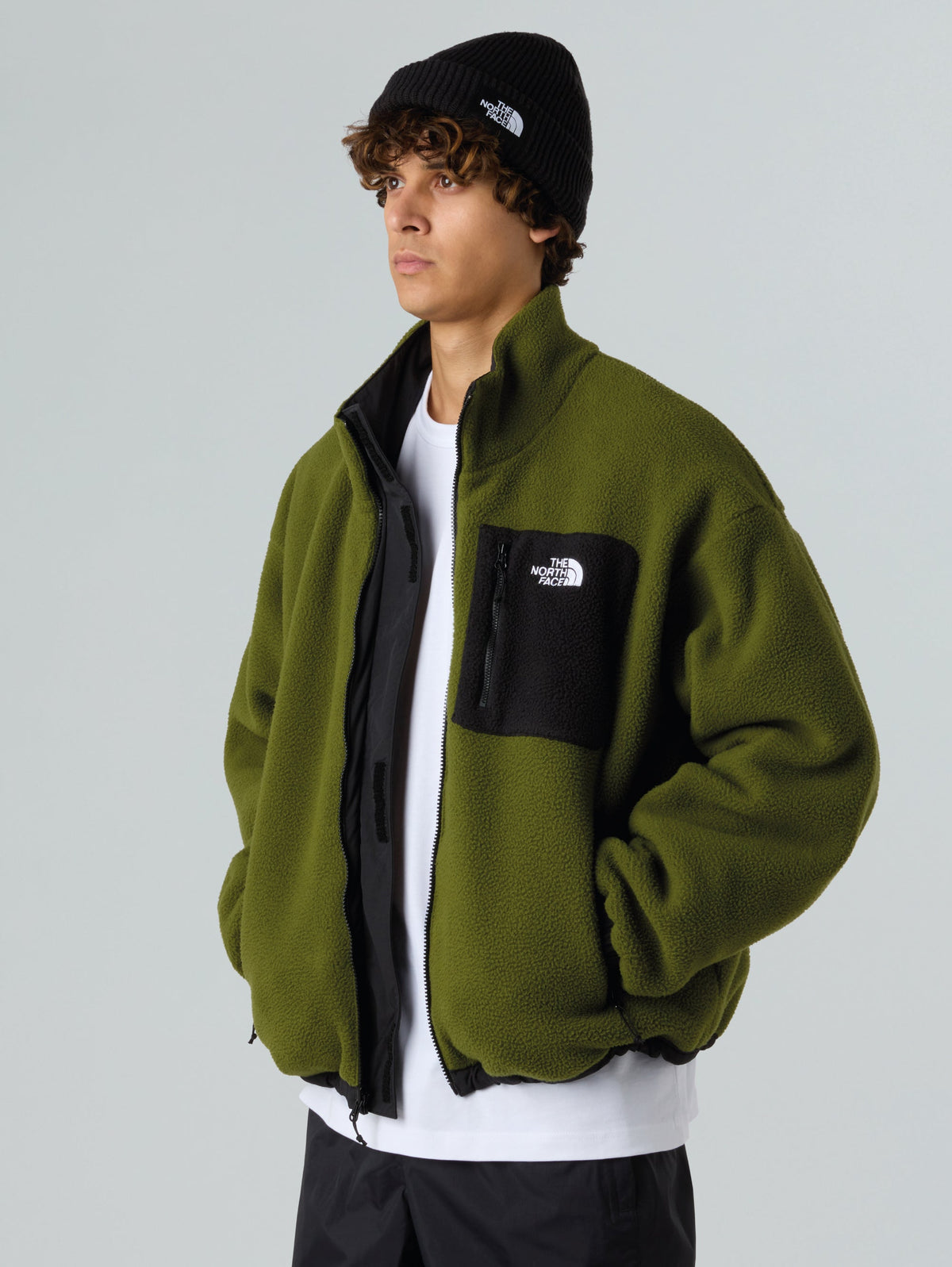 Giacca da Uomo in Pile Reversibile Yumiori Verde/Nero
