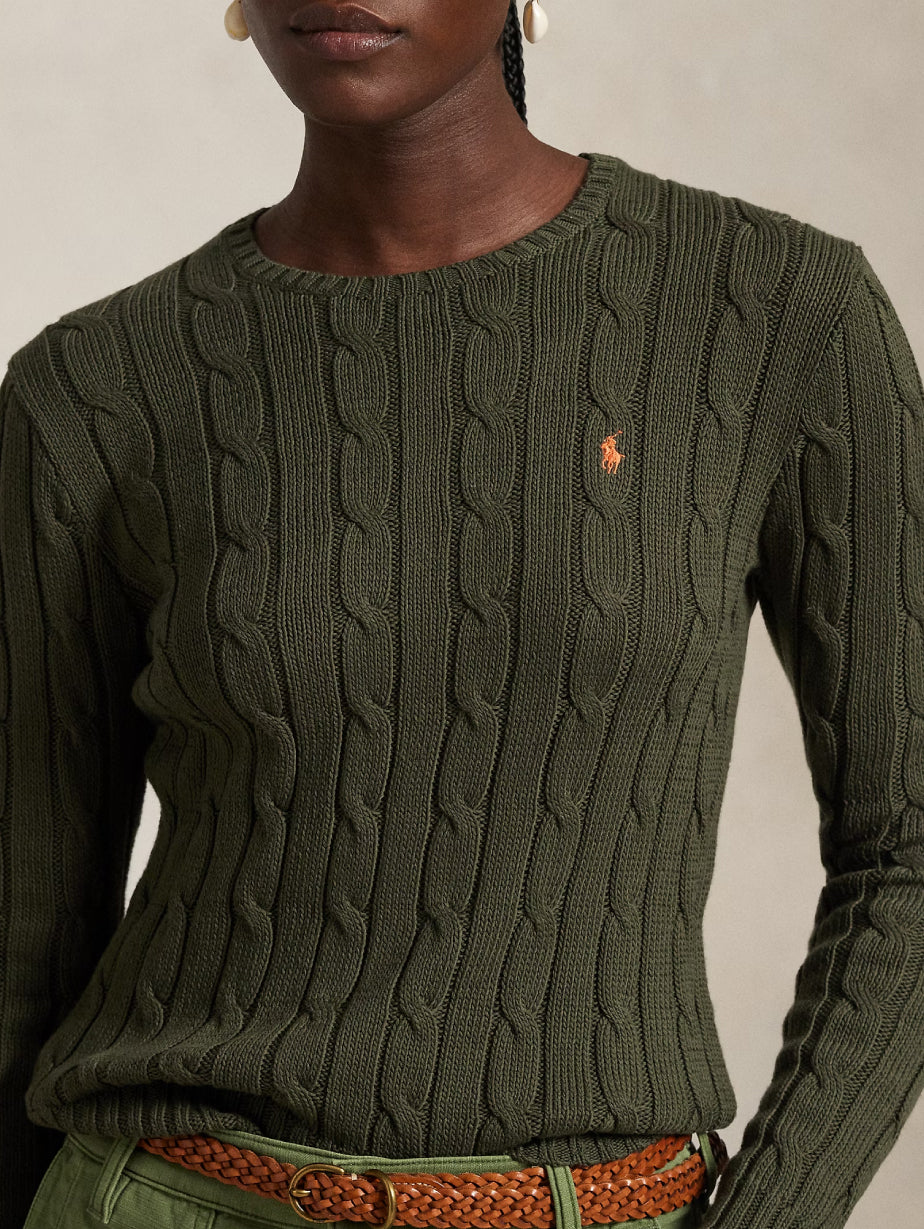 2026 New Arrival Maglia a Trecce in Cotone Verde Oliva
