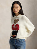 2026 New Arrival Maglione In Misto Lino e Cotone con Polo Bear Bianco