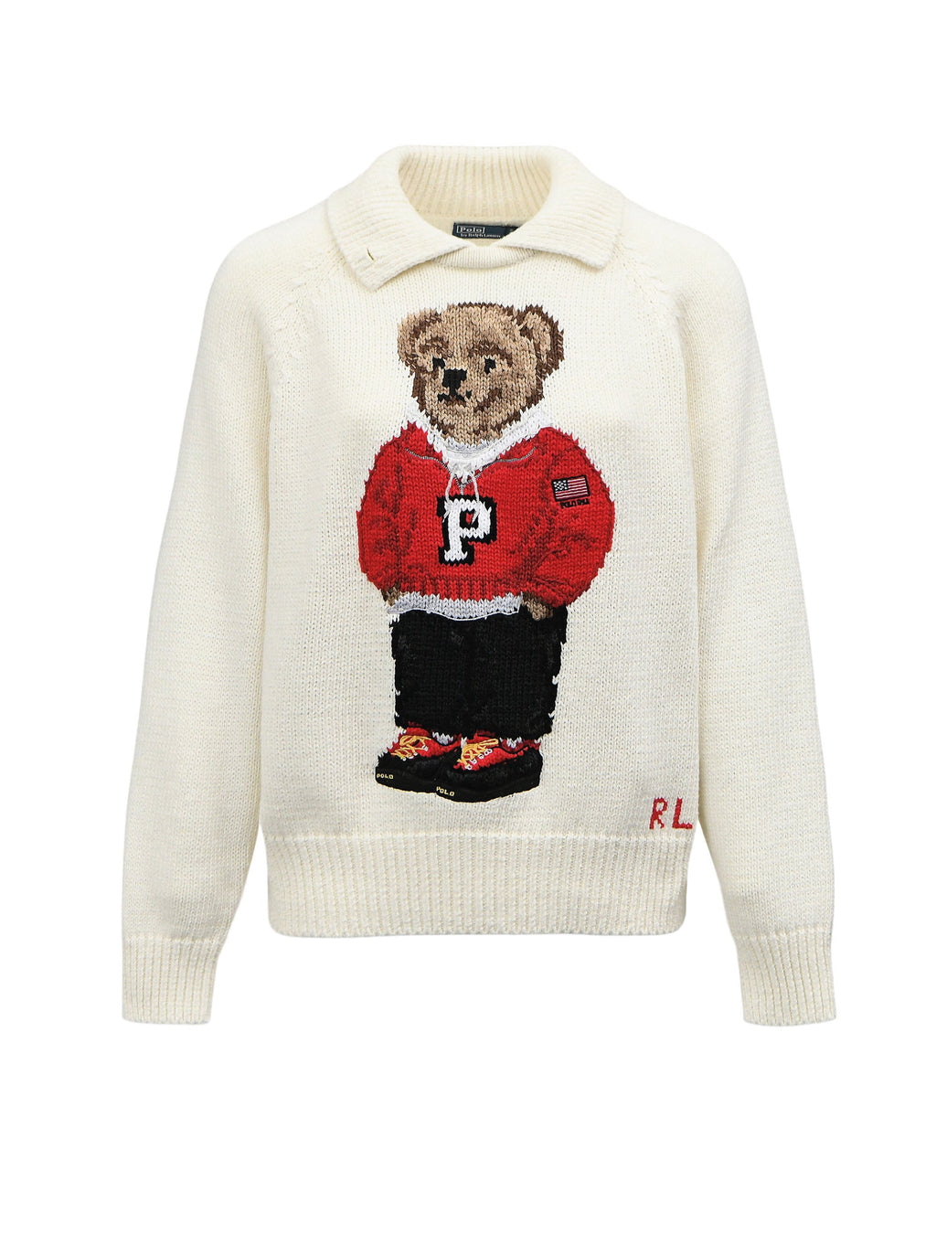 2026 New Arrival Maglione In Misto Lino e Cotone con Polo Bear Bianco