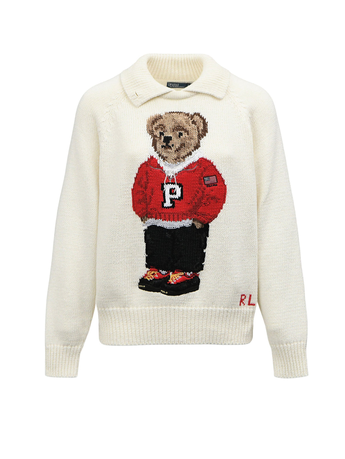 2026 New Arrival Maglione In Misto Lino e Cotone con Polo Bear Bianco
