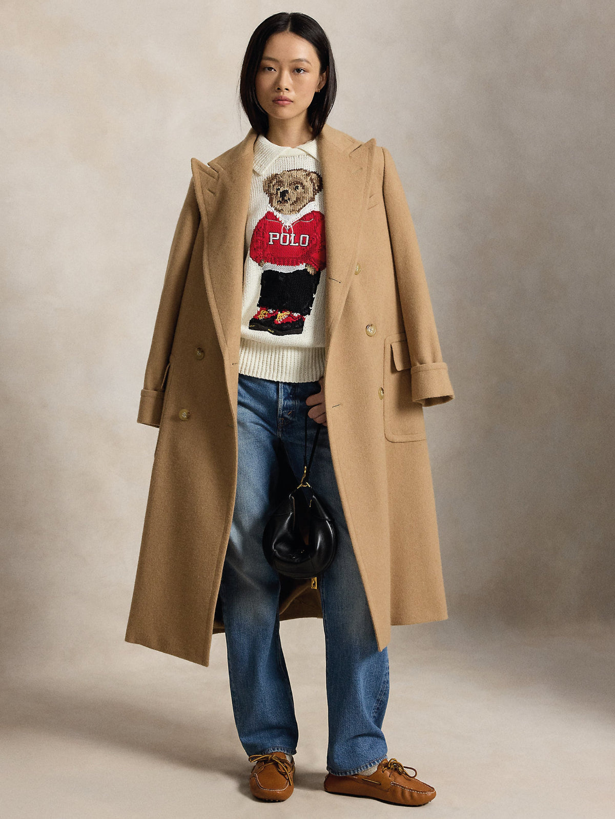 2026 New Arrival Maglione In Misto Lino e Cotone con Polo Bear Bianco