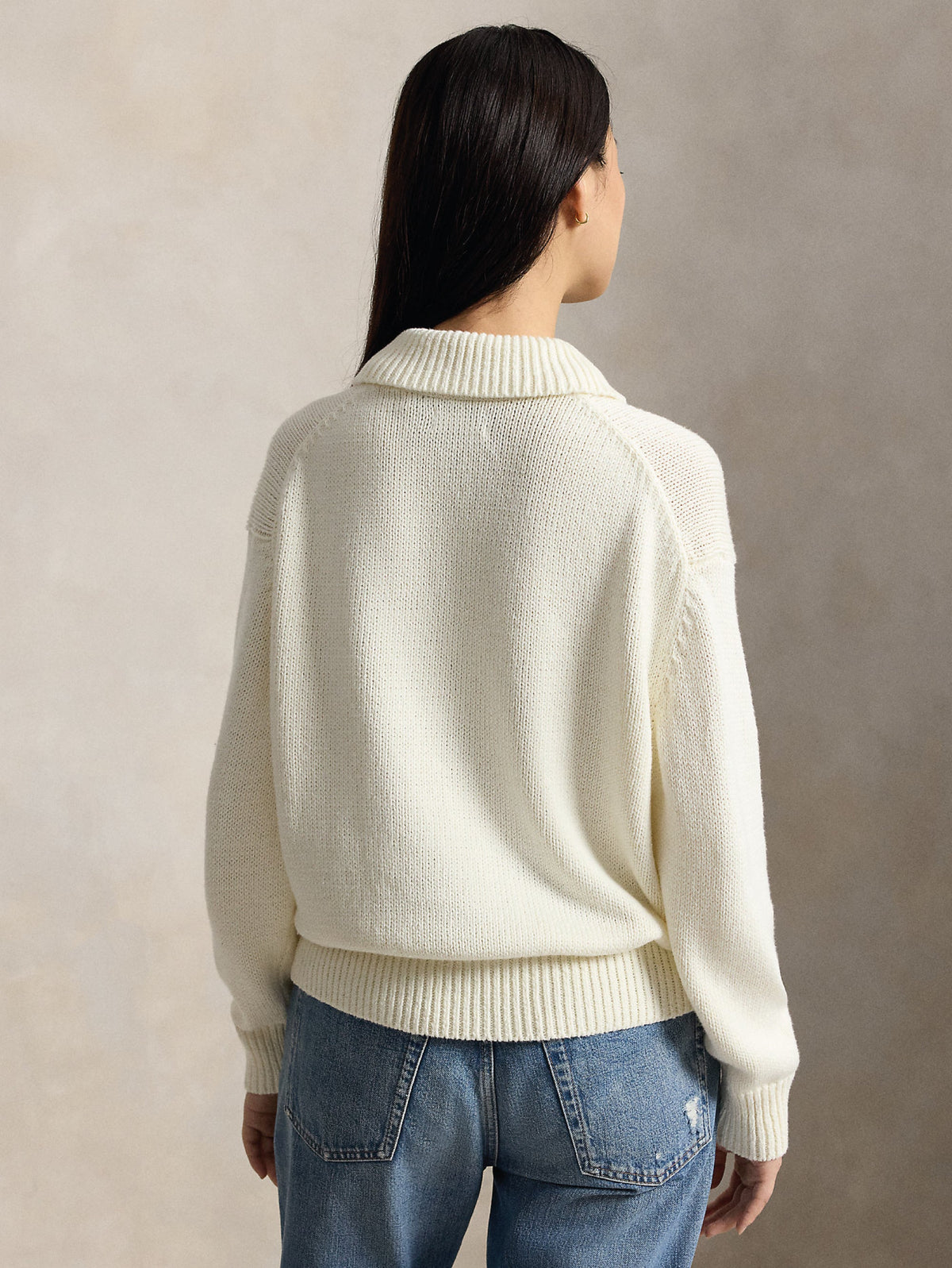 2026 New Arrival Maglione In Misto Lino e Cotone con Polo Bear Bianco