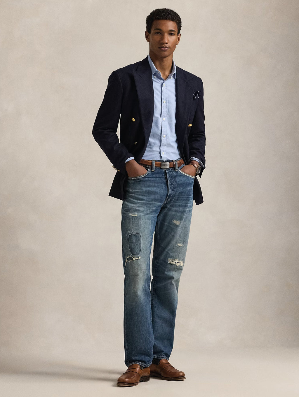 2026 New Arrival Camicia Oxford Slim Fit Blu