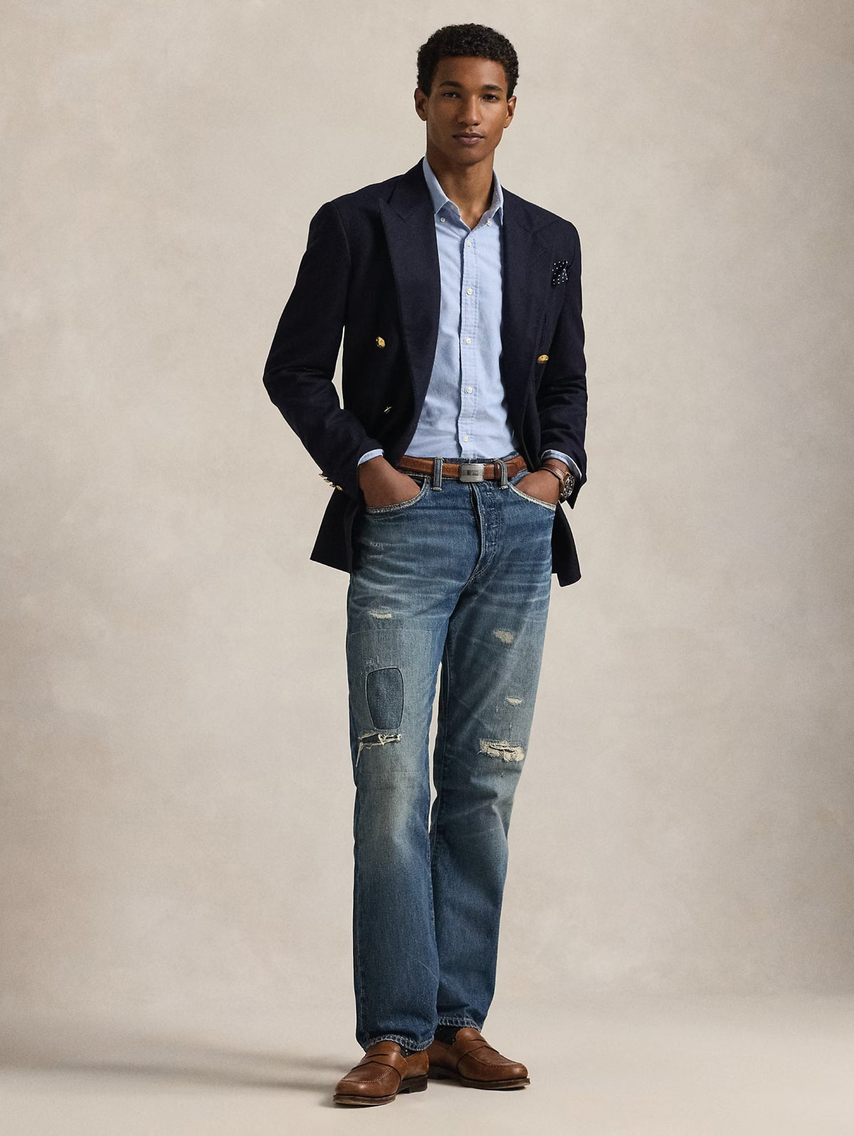 2026 New Arrival Camicia Oxford Slim Fit Blu