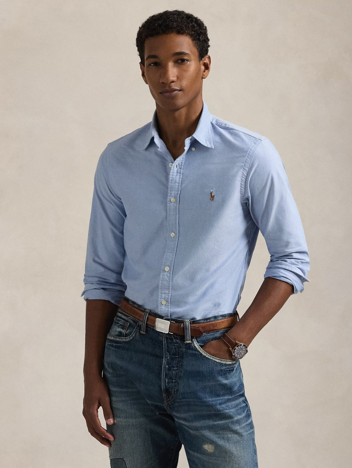 2026 New Arrival Camicia Oxford Slim Fit Blu