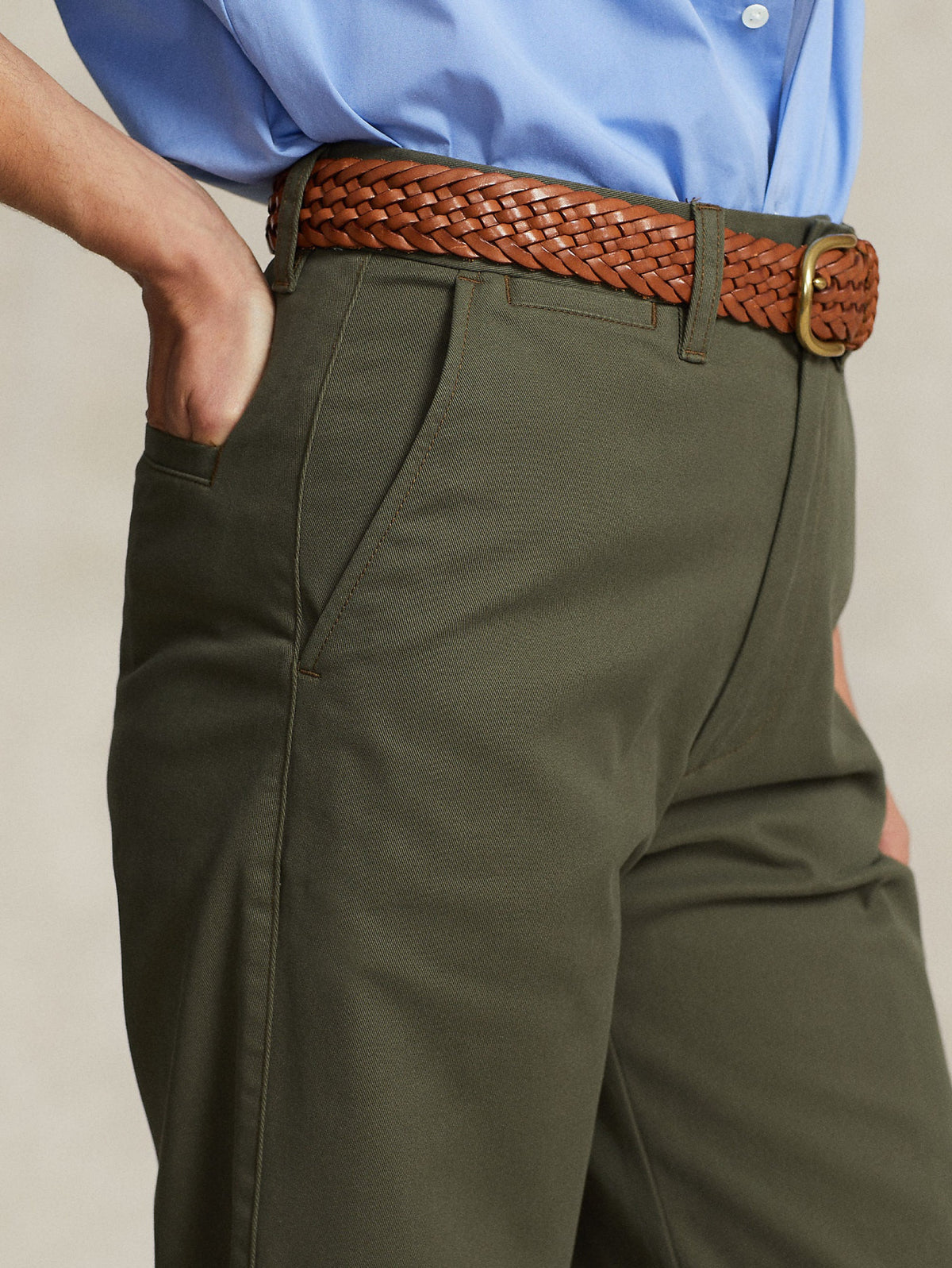 2026 New Arrival Pantaloni in Twill di Cotone Cropped Verde