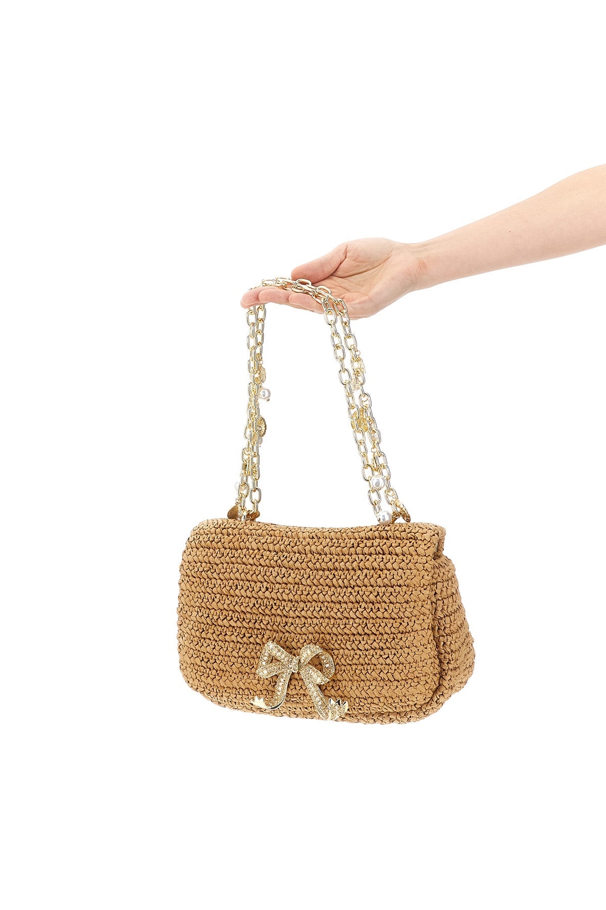 2026 New Arrival raffia bow charm raffia shoulder bag