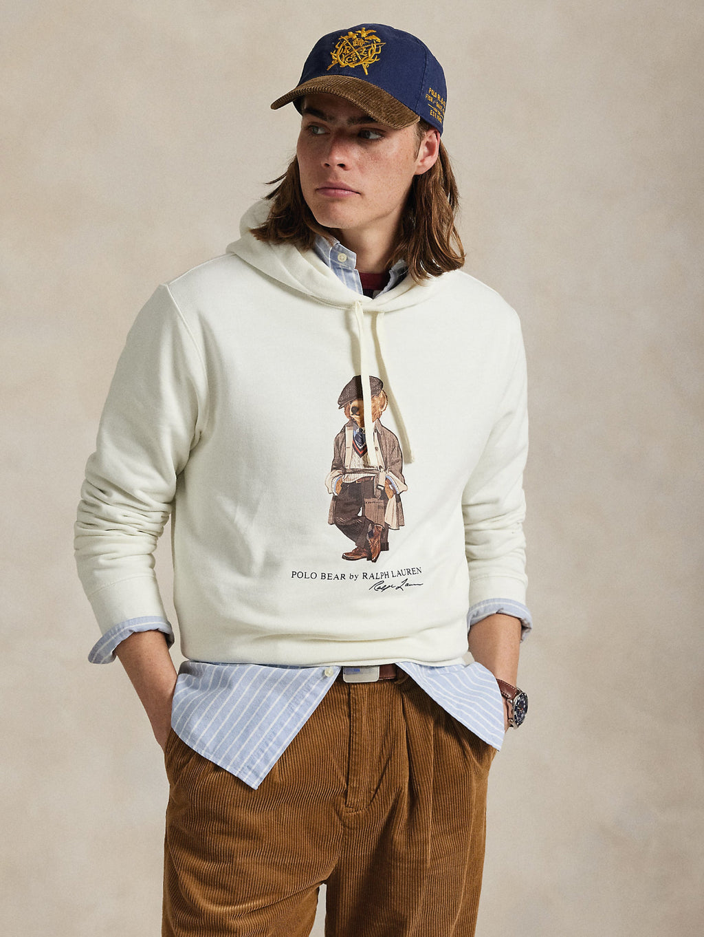 2026 New Arrival Felpa con Cappuccio e Polo Bear Stampato Bianco